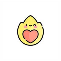 A cute yellow egg with a heart on it vector