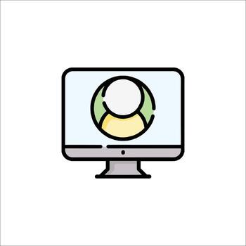 A computer monitor with a person on it vector