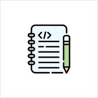 A notebook with a pencil and a code vector