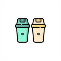 Two trash cans with different colors on a white background vector