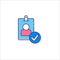 A blue and pink badge with a check mark vector