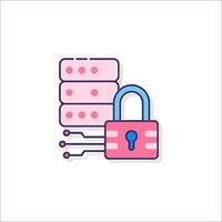 A pink padlock and a stack of data vector