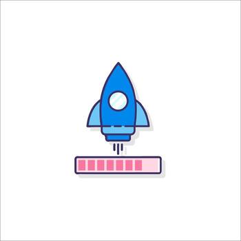 A rocket is flying over a bar of numbers vector