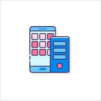 A phone and a computer icon on a white background vector