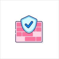 A pink and blue shield with a check mark on it vector