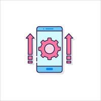 A smartphone with a gear wheel on top of it vector