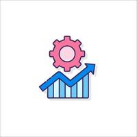 A flat icon of a gear and a bar chart vector