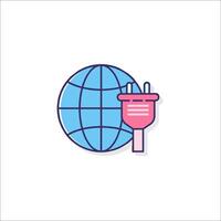 World globe and plug icon vector