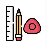 A pencil, ruler and pencil are on a white background vector