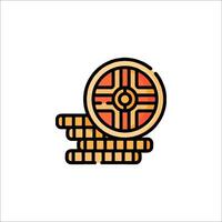 A wheel and a stack of coins on a white background vector