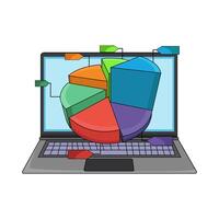 illustration of pie chart in laptop vector
