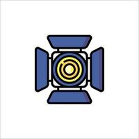 A camera icon with a yellow light vector