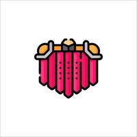 A pink and gold shield with a sword on it vector