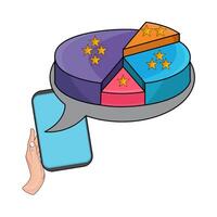 pie chart on tablet illustration vector
