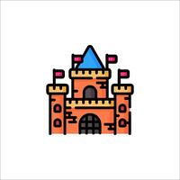 A castle icon with a blue roof and a flag vector