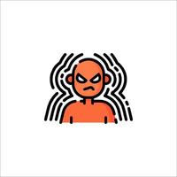An angry man icon with a face and a spider vector