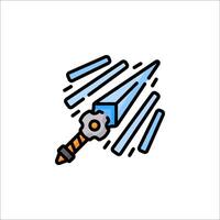 A blue and white icon of a sword vector