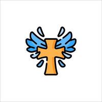 Cross with wings icon illustration vector