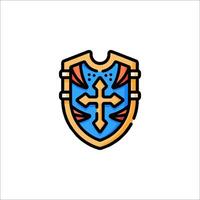 A shield with a cross on it vector