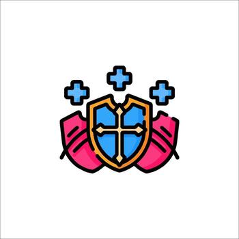 A shield with a cross on it vector