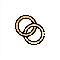 Two rings are shown in a line drawing vector