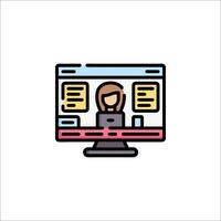 A woman is sitting on a computer monitor vector