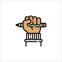 A hand holding a pencil in its fist vector