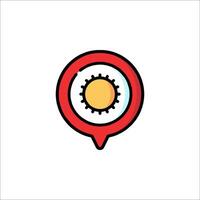 A red pin with a sun on it vector