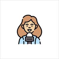 A woman with a microphone icon vector