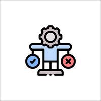 A man holding a scale with two check marks on it vector