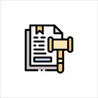 A judge's gavel and document icon vector