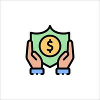 A hand holding a dollar sign on a shield vector