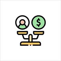 A person is sitting on a balance scale with a dollar sign vector