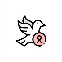 A dove with a pink ribbon on its back vector