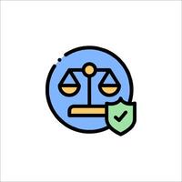 A line icon of a balance scale and a shield vector