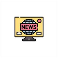 News icon on monitor with globe vector