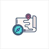 A map and compass icon on a white background vector