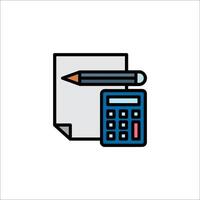 A calculator and paper with a pencil on top vector