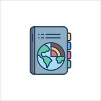 A notebook with a globe on it vector