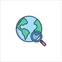 Magnifying globe icon illustration vector