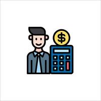 A man with a calculator and a dollar sign vector
