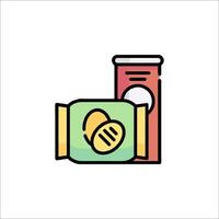 A can of soda and a bag of chips vector