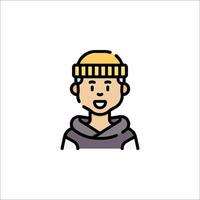 A man in a hat is shown in a line drawing vector