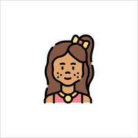 A girl with a ponytail and a bow on her head vector