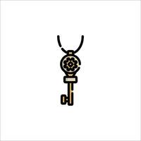 A golden key with a flower on it vector