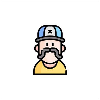 A man with a mustache and a cap vector