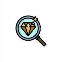 Diamond magnifying icon illustration vector