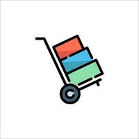 A hand truck with a stack of boxes on it vector