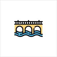 A bridge over water with waves in the background vector