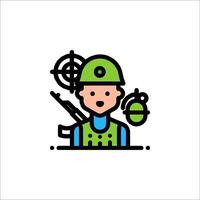 A soldier icon with a gun and a grenade vector